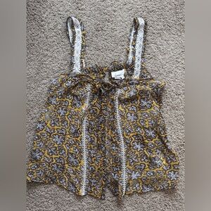 Anthropologie Bardot Printed Crochet Lace Tank Top Button Down | Size 10